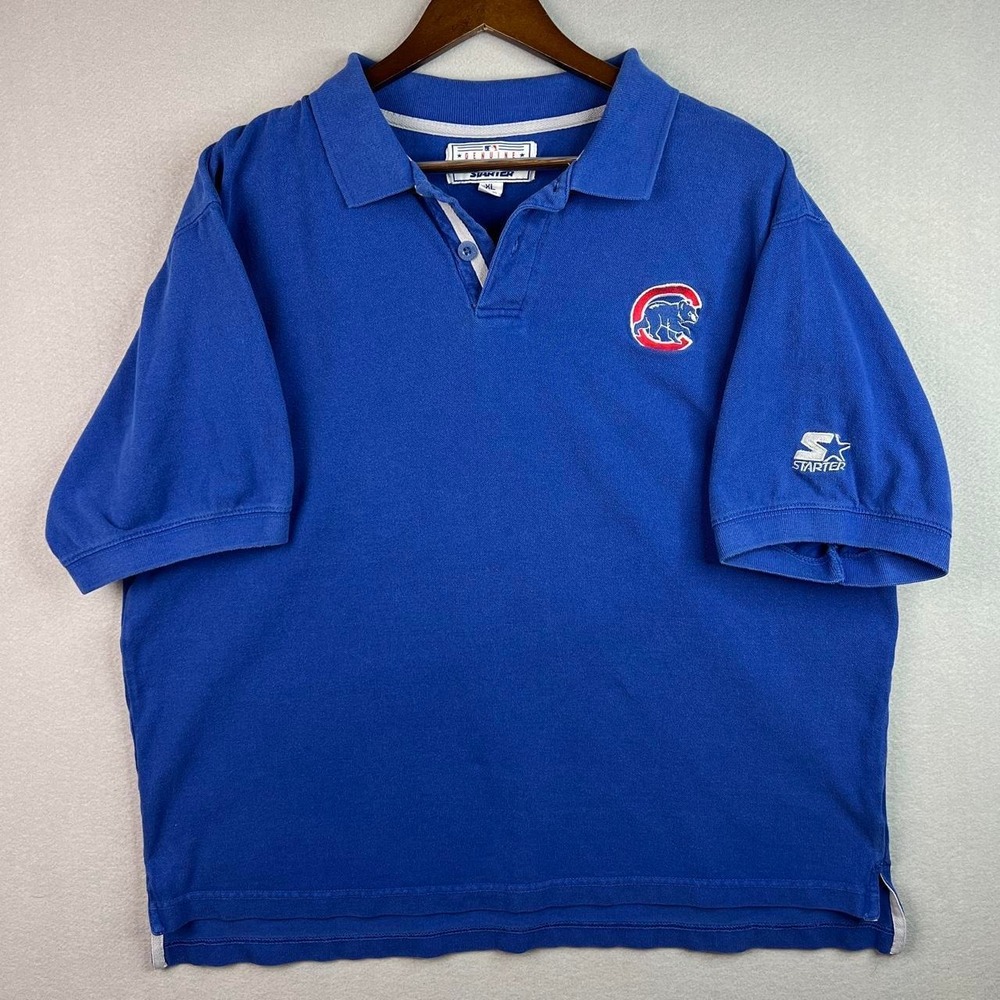Vintage Chicago Cubs MLB Baseball Blue Starter Polo Shirt XL